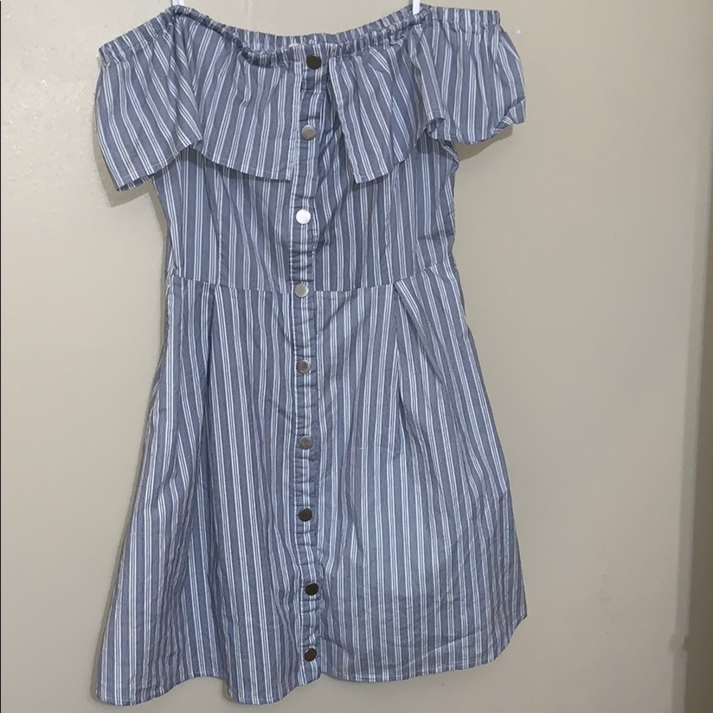 Off the shoulder button up dress